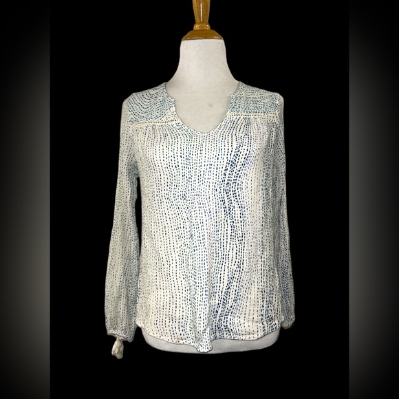 Lovestitch printed top L white blue rayon - Picture 3 of 9